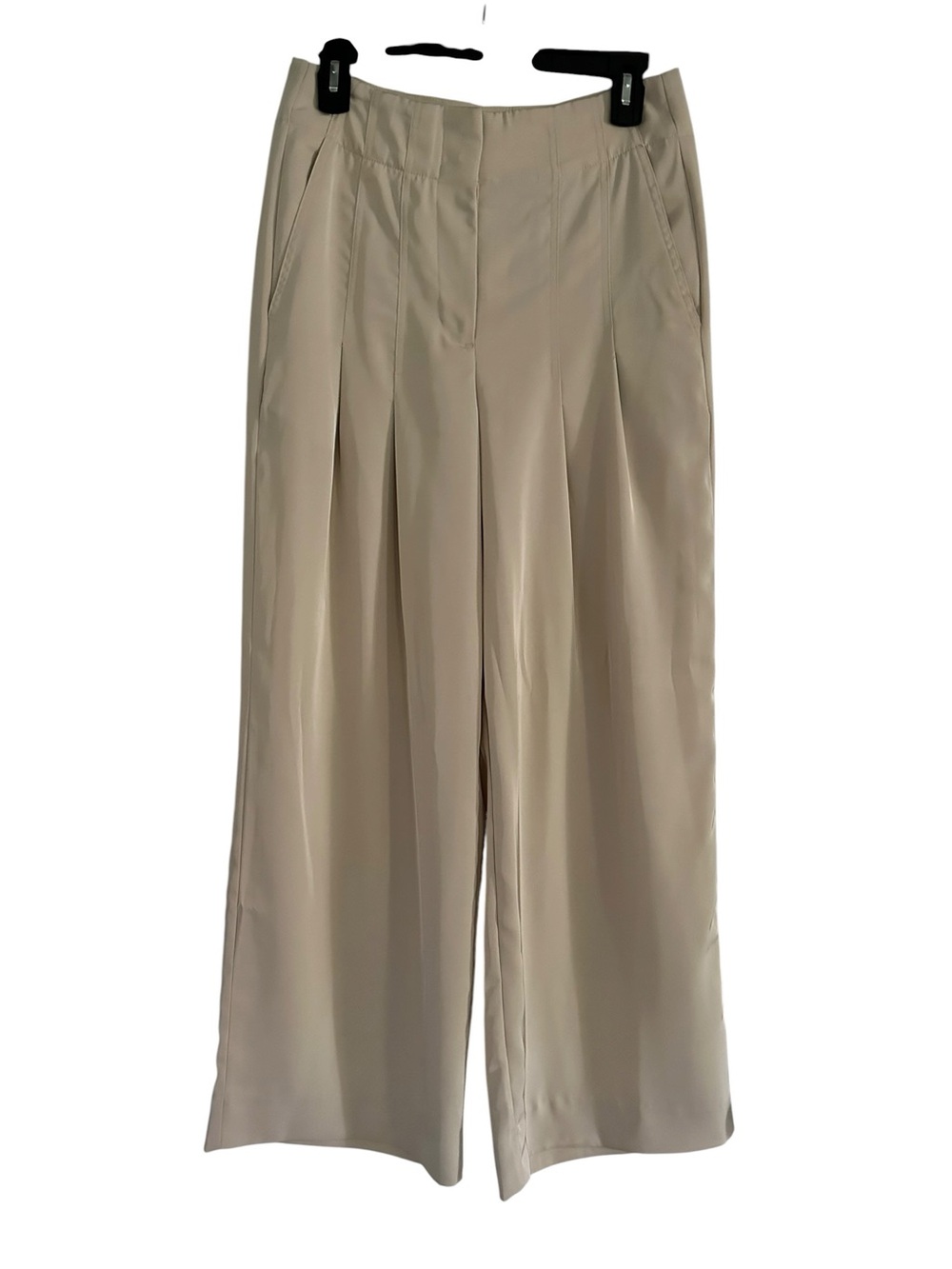 BR Wide-Leg High-Rise Trousers in Beige